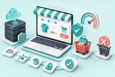 Ecommerce checkout page loading quickly on a laptop screen
