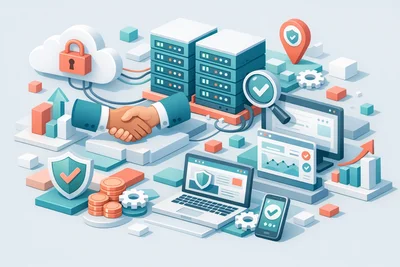 Small business website loading fast and securely on a laptop, building customer trust