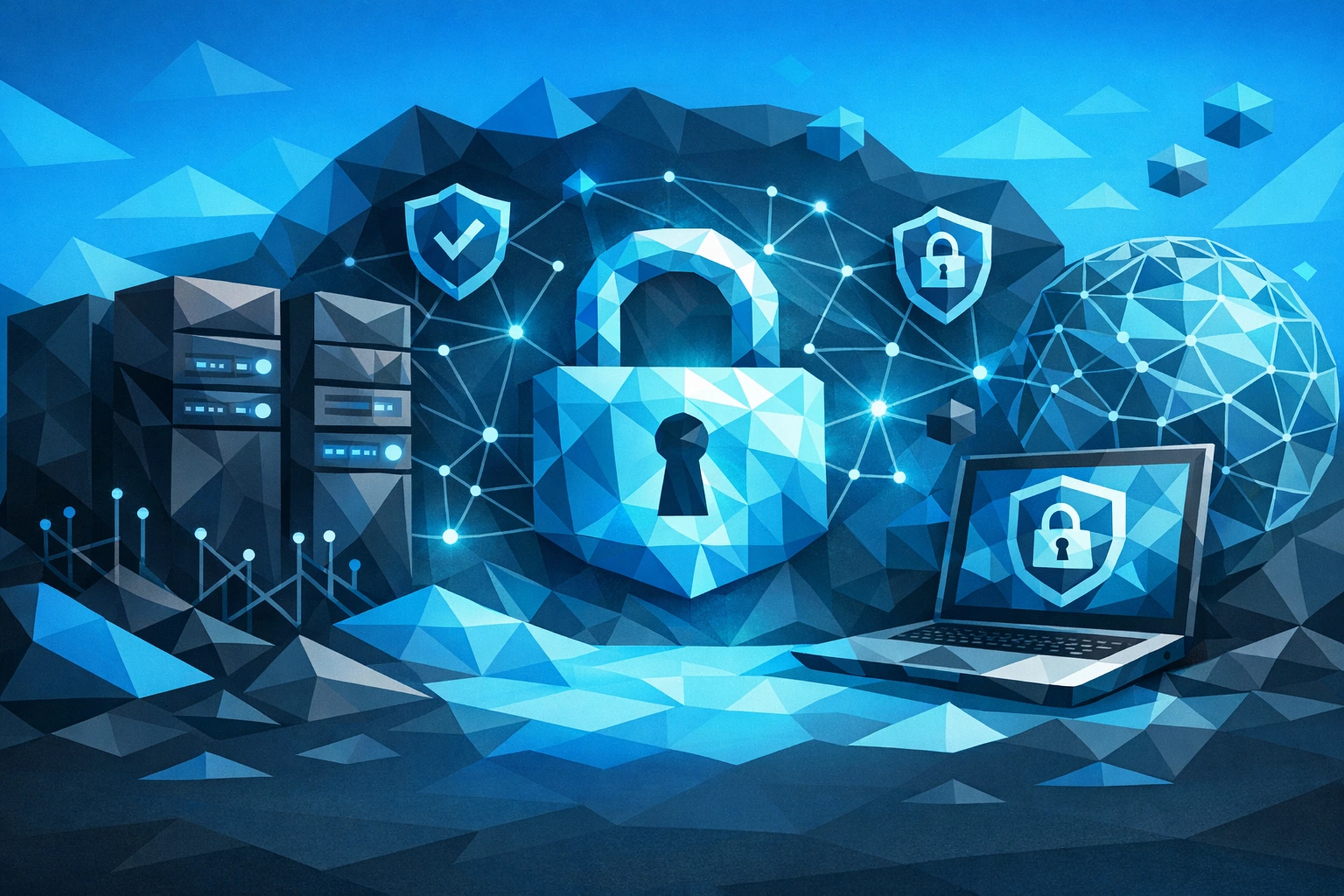 Diagram showing the hosting security pipeline with DDoS, WAF, and caching layers before reaching a web application