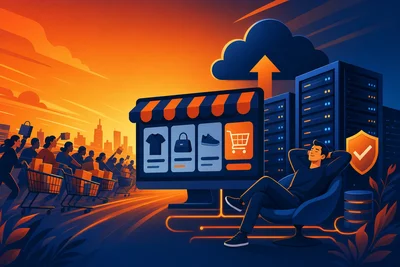 Ecommerce store dashboard showing traffic spike during Black Friday sale on managed hosting
