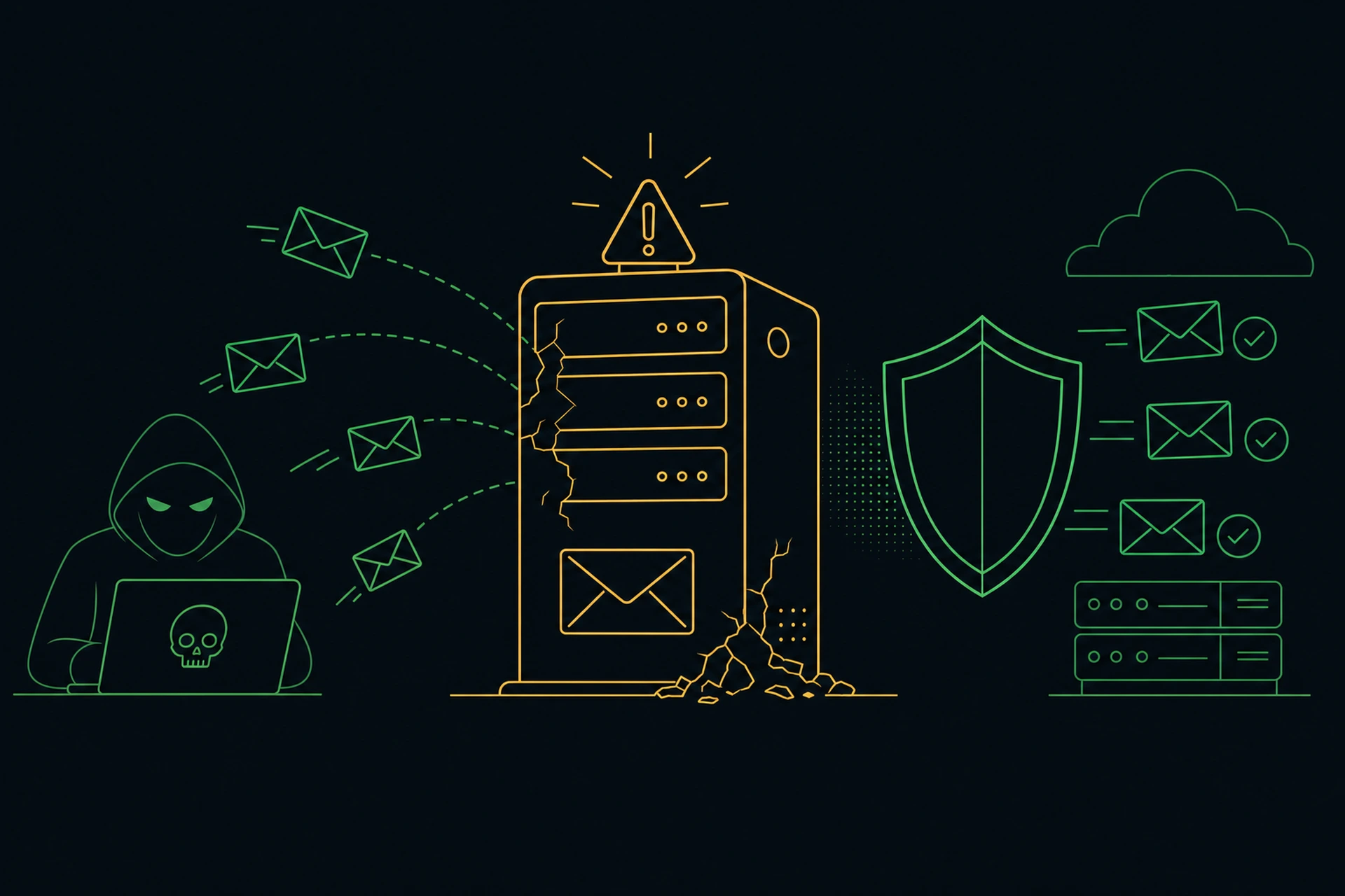 Email server settings screen showing spam prevention configuration