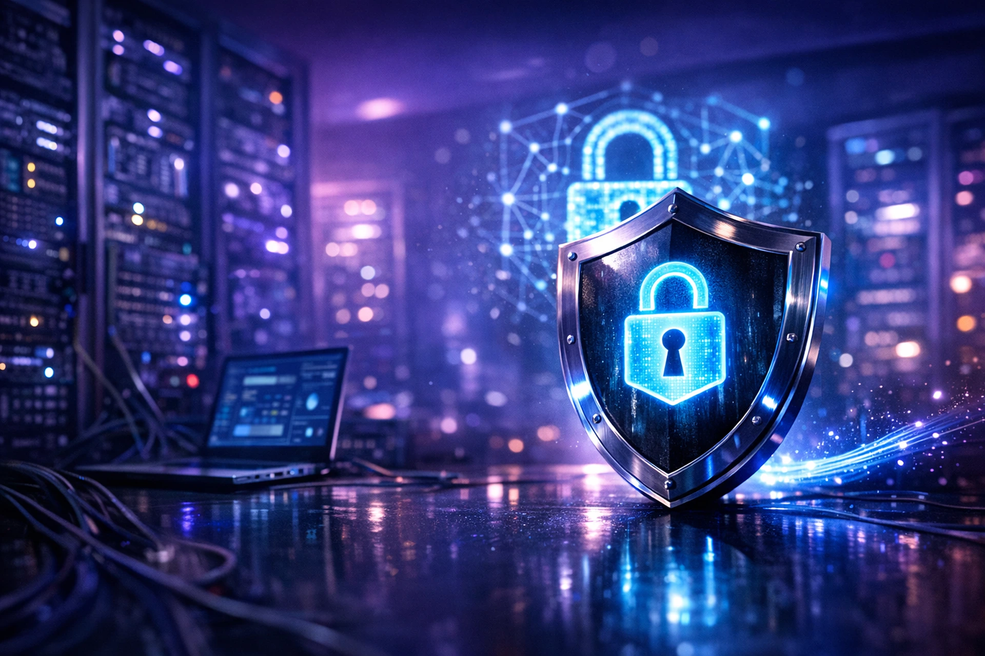 Website security protection padlock icon alongside Google search rankings graph showing impact of security on SEO