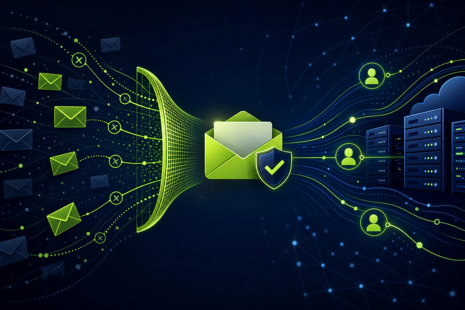 Email inbox showing spam prevention filters at work