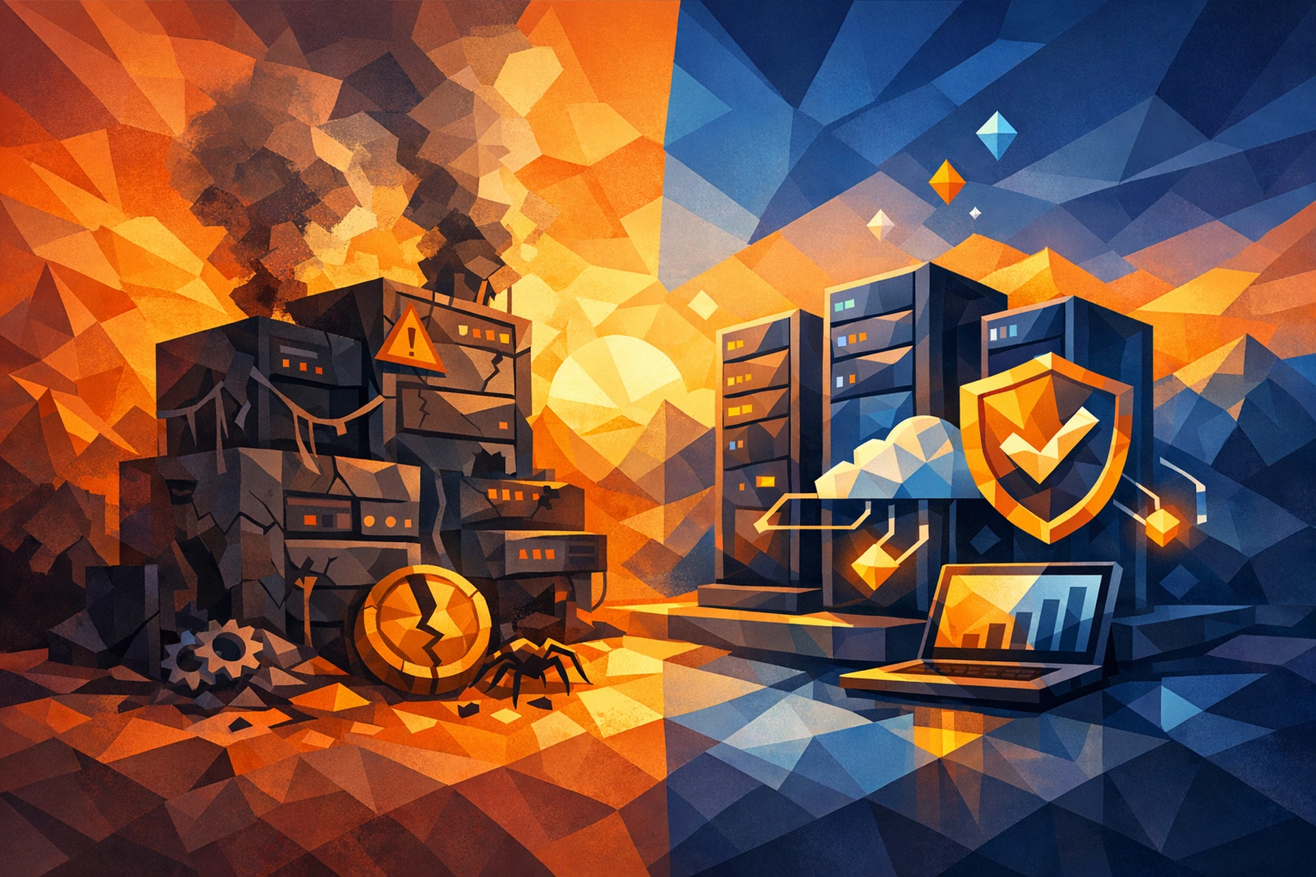 A price tag showing a low number next to a growing pile of hidden costs representing cheap shared hosting