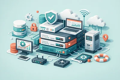 Server infrastructure representing managed web hosting as the backbone of a successful online business