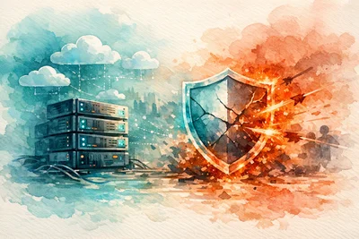 Server infrastructure diagram showing how DDoS traffic is filtered at the network edge before reaching a protected server