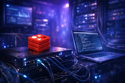Redis caching setup on a server with terminal commands and performance metrics dashboard